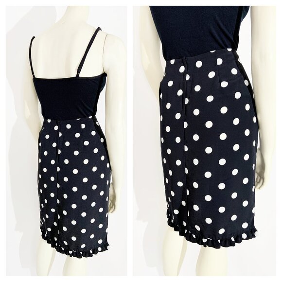 Vintage Black and White Polka Dot Print Skirt / size Medium - Picture 6 of 7